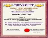 Enquiry regarding the mail that I got from Chevrolet motors