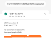 Tez to Irctc payment failure and getaway is Paytm