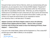 KyLin TV phone service has not yet refund the return devices from canceling service