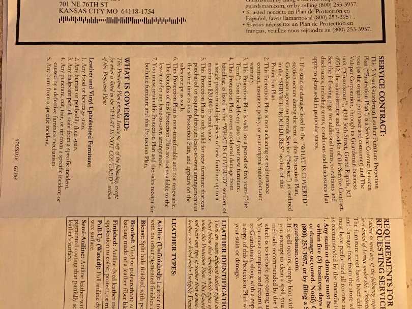 Guardsman Furniture Protection Plan Better Business Bureau